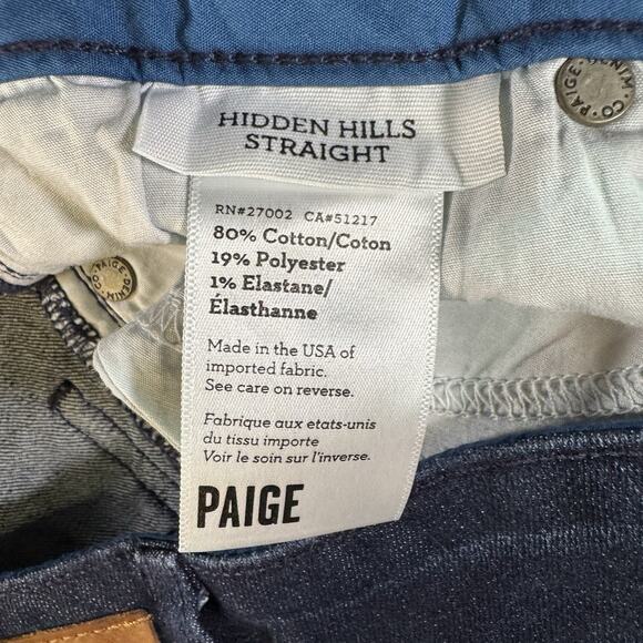 Paige Hidden Hills Straight Jeans Womens 29x32 Blue Denim Stretch Mid Western - Picture 4 of 9